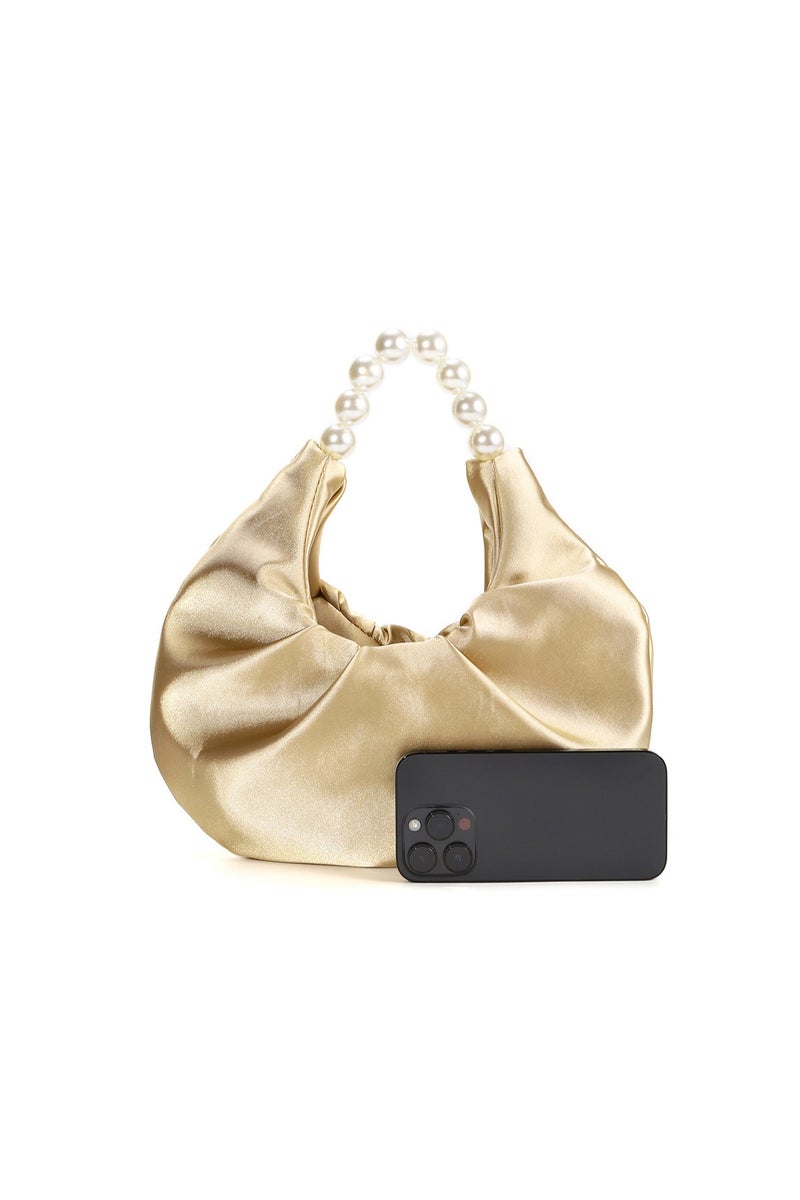 عام حقيبة يد نسائية أنيقة على الطراز الفرنسي - حقيبة سحابية مزينة باللآلئ، شنطة كتف عصرية متعددة الاستخدامات بتصميم راقي. - Image 2