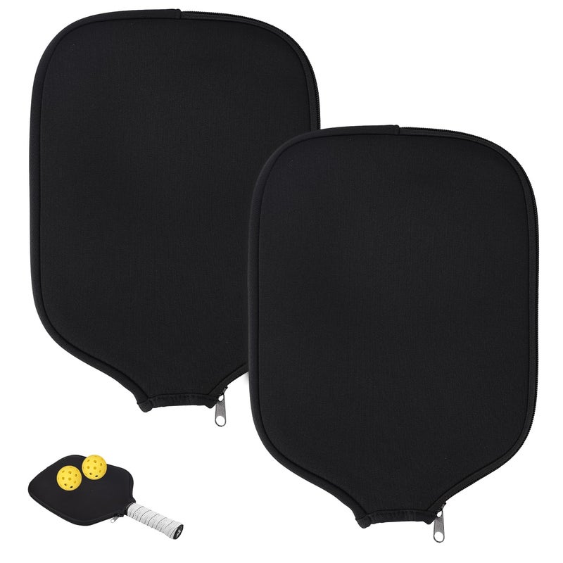 KINBOM 2pcs Neoprene Pickleball Paddle Covers, Universal 8.6 x 12.2 inch, USAPA Standard & Elongated Paddles Neoprene Sleeve Fits Most Pickleball Paddles (Black) - Image 1
