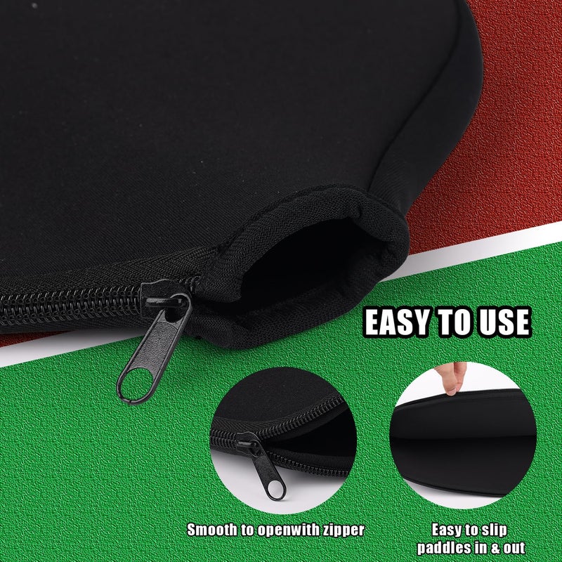 KINBOM 2pcs Neoprene Pickleball Paddle Covers, Universal 8.6 x 12.2 inch, USAPA Standard & Elongated Paddles Neoprene Sleeve Fits Most Pickleball Paddles (Black) - Image 4