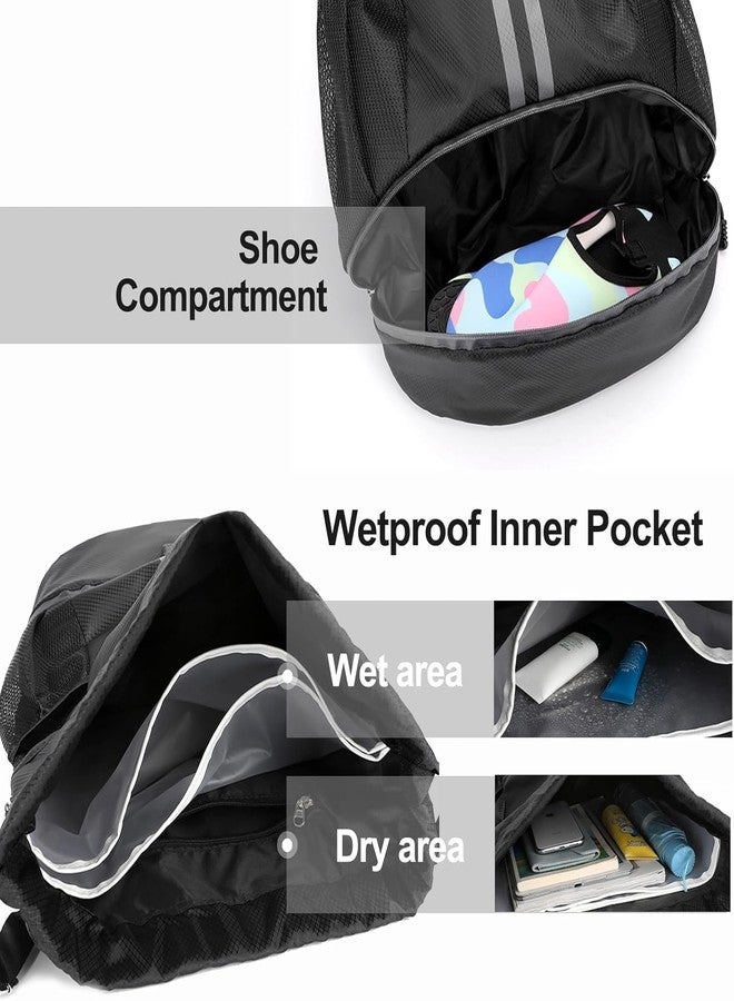 LAYZOO Drawstring Backpack Gym Bag with Shoes Compartment for Soccer, Basketball, Swim, Water-Resistant String Backpack Beach Cinch for Women Men - Image 2