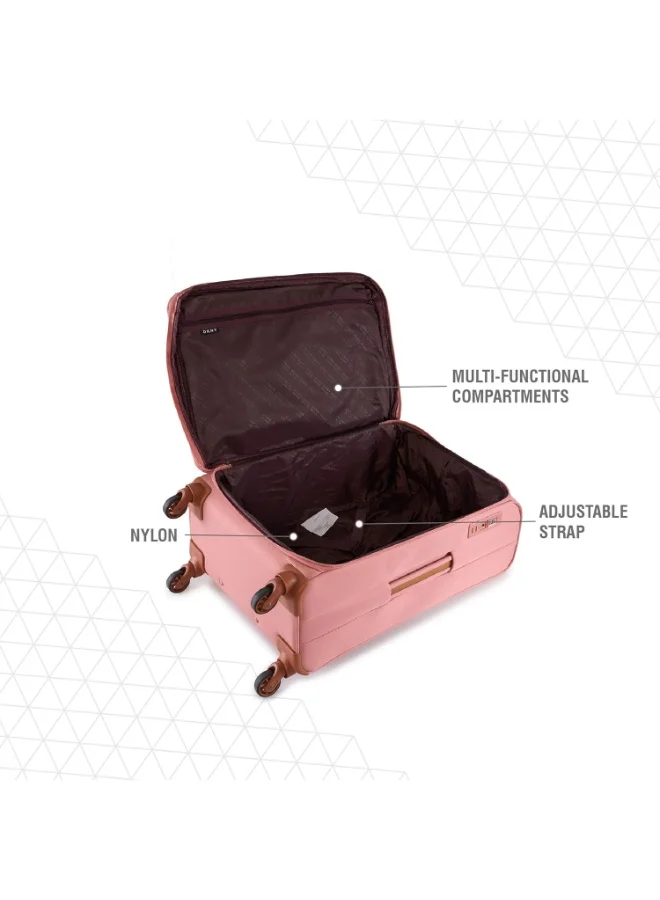 DKNY  DKNY Autograph Softside Luggage on Wheels for Unisex | Ultra Lightweight ABS on with Spinner Wheels 4 Double Wheel (ROUGE, 24 Inch)  | Best Price UAE