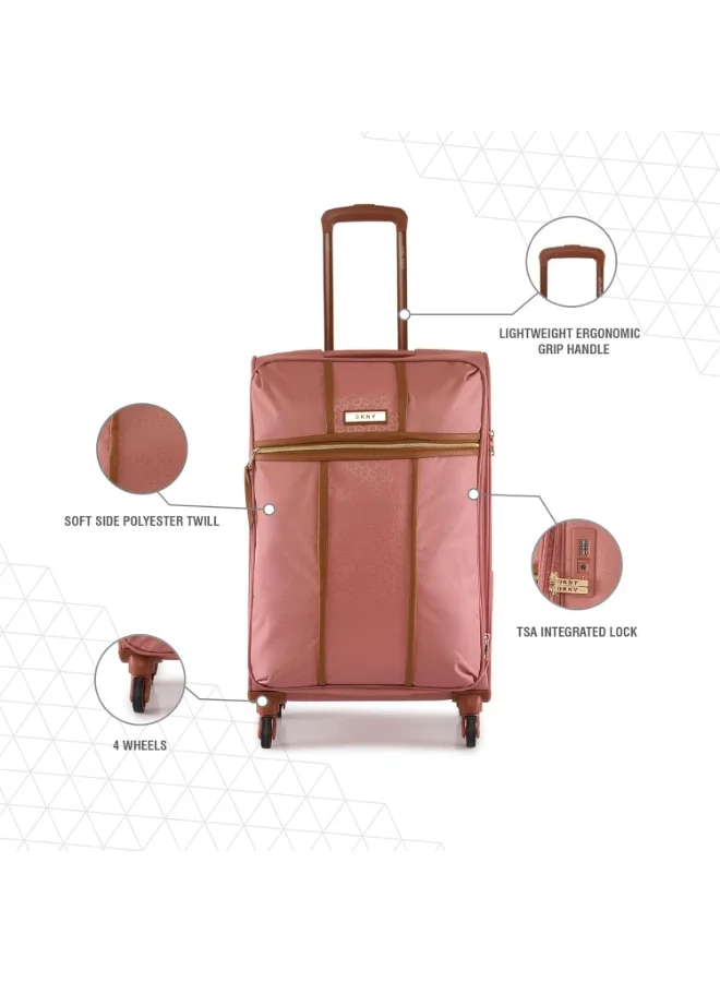 DKNY  DKNY Autograph Softside Luggage on Wheels for Unisex | Ultra Lightweight ABS on with Spinner Wheels 4 Double Wheel (ROUGE, 24 Inch)  | Best Price UAE