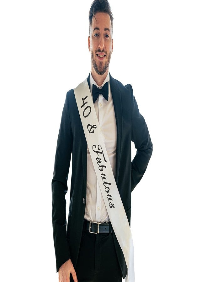 Hubops وشاح Hubops 40 & Fabulous لحفلات أعياد ميلاد الفتيات / وشاح عيد الميلاد الأربعين لتزيين الحفلات (أبيض) - Image 2