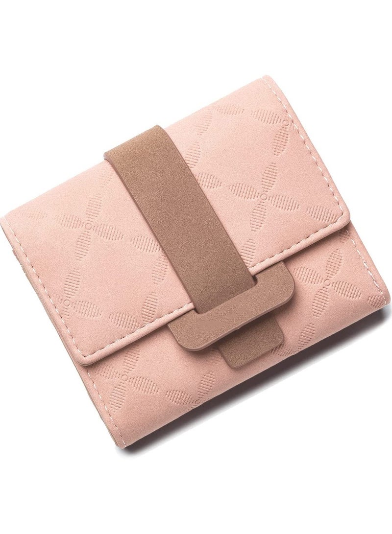 Women's RFID Blocking Wallet, Stylish Leather Clutch with Coin Zipper, Four Leaf Clover Design, Multiple Card Slots, Check Pattern Small Purse for Everyday Use - Image 1