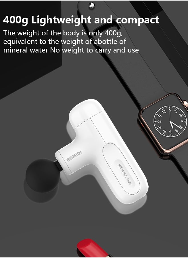 BOMIDI - Portable Muscle Massager With High Intensity Brushless Motor With 5 Massage Heads for Shoulder Body Back Relaxation M1- White - Image 1