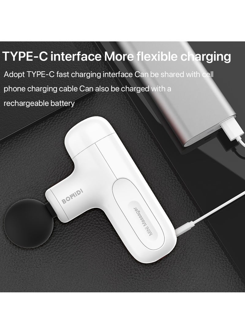 BOMIDI Portable Muscle Massager With High Intensity Brushless Motor With 5 Massage Heads for Shoulder Body Back Relaxation M1- White - Image 4