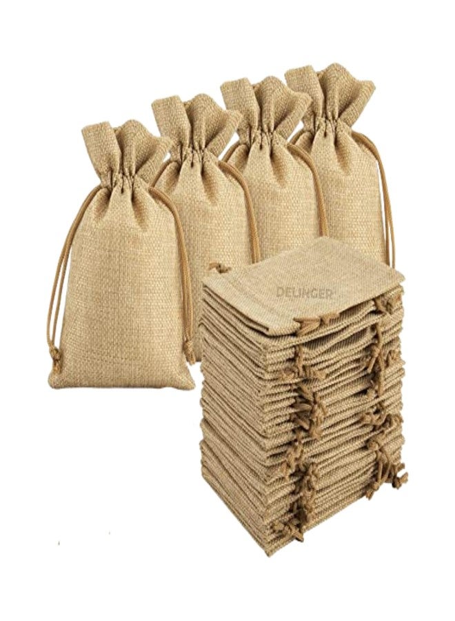 DELINGER Jute Drawstring Potli Bags – Reusable Gift Pouches for Weddings, Parties, Festivals, Travel & Storage – Durable, Handmade (Natural Color 4x5 Inch, Pack Of 10) - Image 2