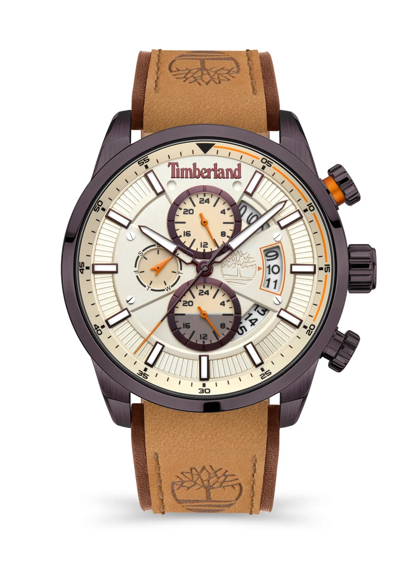 تمبرلاند Callahan Men's Watch 46mm Analog Cream Dial Leather Strap