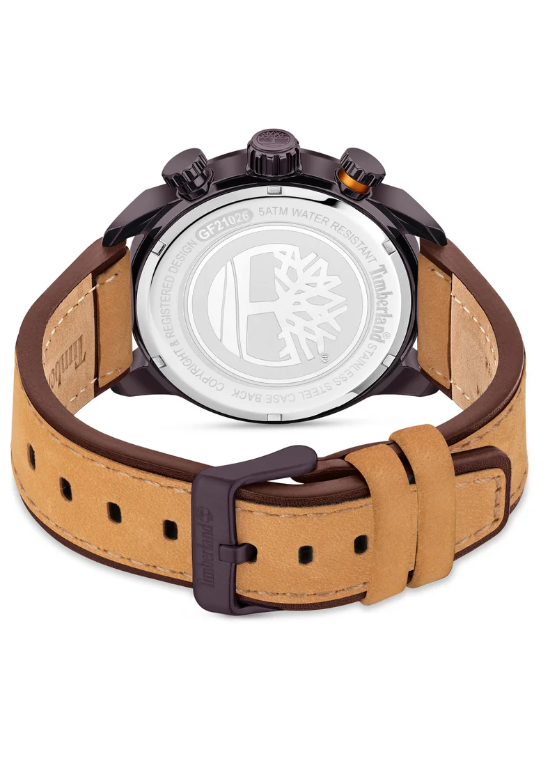 تمبرلاند Callahan Men's Watch 46mm Analog Cream Dial Leather Strap