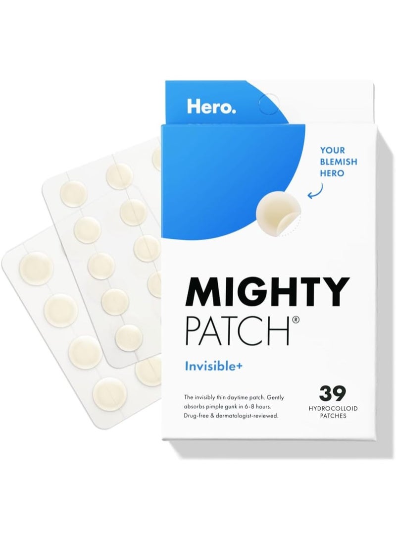 Mighty Patch Invisible Hydrocolloid Acne Pimple Patch Ultra Thin Spot Treatment (39 count) for Face and Day, Vegan, Cruelty-Free - Image 1