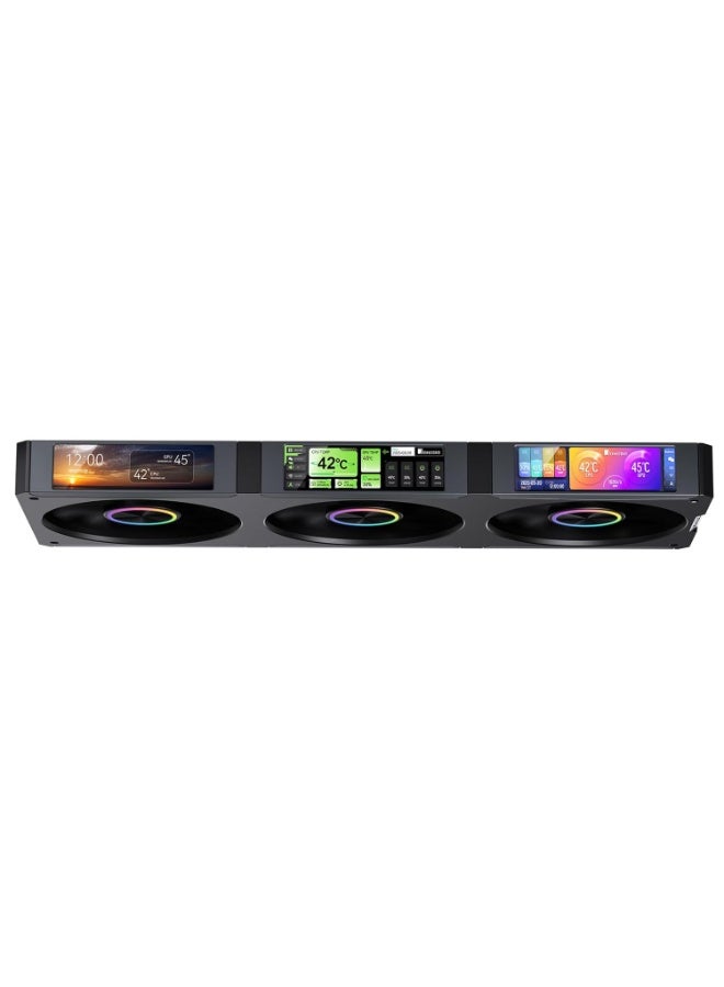 مروحة تبريد كمبيوتر ثلاثية JONSBO ZC-360B مع شاشات LCD مغناطيسية 3.38 بوصة، أسود - Image 2