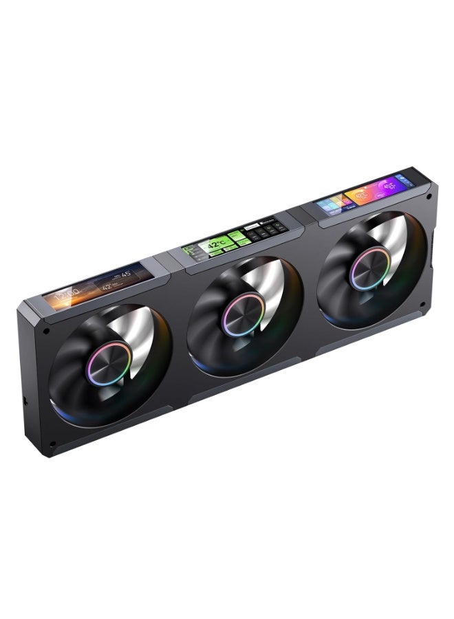 مروحة تبريد كمبيوتر ثلاثية JONSBO ZC-360B مع شاشات LCD مغناطيسية 3.38 بوصة، أسود - Image 3