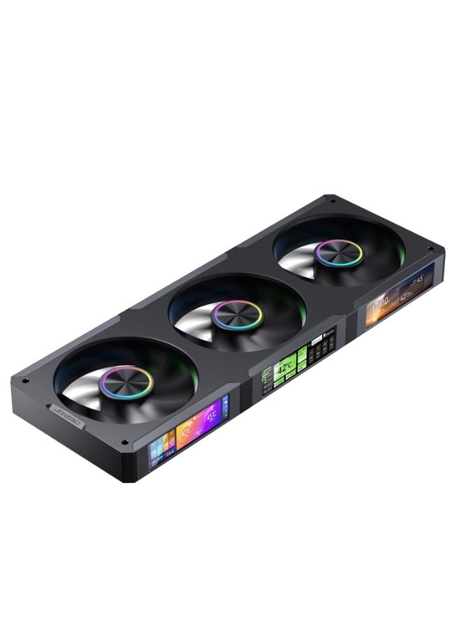 مروحة تبريد كمبيوتر ثلاثية JONSBO ZC-360B مع شاشات LCD مغناطيسية 3.38 بوصة، أسود - Image 1