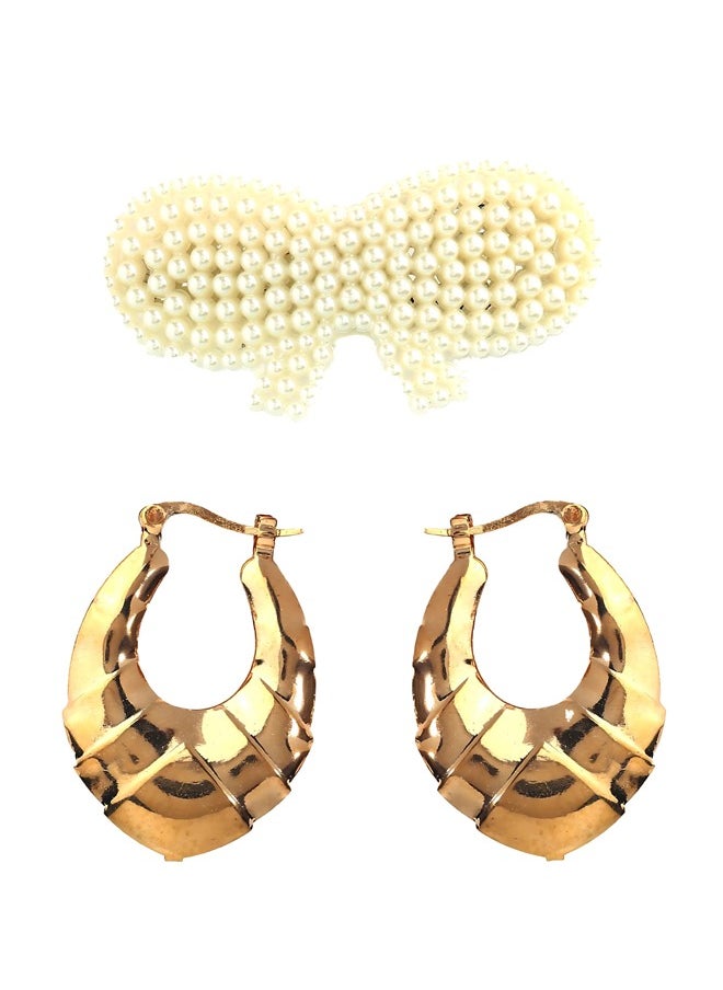 Just Peachy Just Peachy Gold-Toned Contemporary Stud Earrings ? Elegant Modern Design, Versatile Gold Finish, Ideal for Everyday Wear, Fashionable and Sophisticated Jewelry Accessory  - Image 1