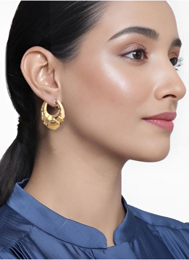 Just Peachy Just Peachy Gold-Toned Contemporary Stud Earrings ? Elegant Modern Design, Versatile Gold Finish, Ideal for Everyday Wear, Fashionable and Sophisticated Jewelry Accessory  - Image 2