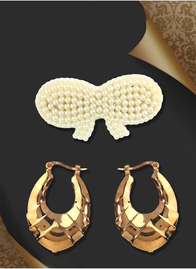 Just Peachy Just Peachy Gold-Toned Contemporary Stud Earrings ? Elegant Modern Design, Versatile Gold Finish, Ideal for Everyday Wear, Fashionable and Sophisticated Jewelry Accessory  - Image 3