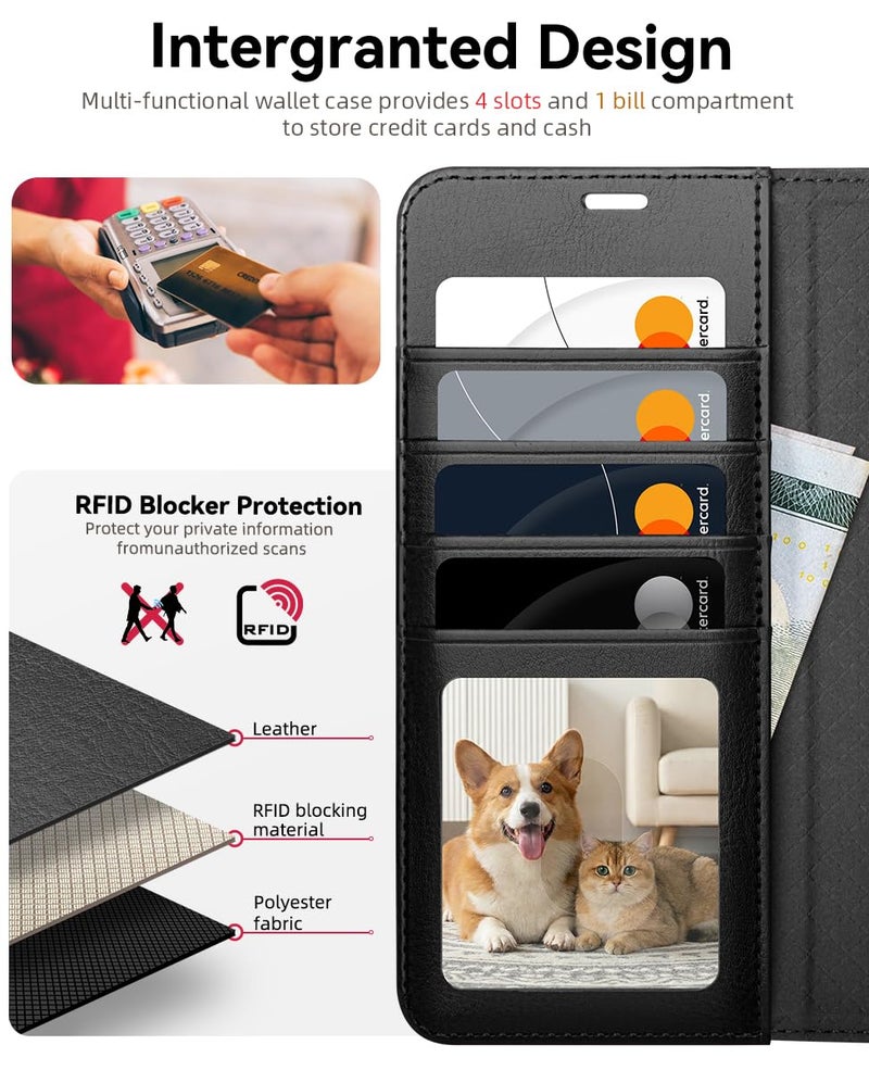 OCASE Compatible with Samsung Galaxy S26 Ultra Wallet Case, PU Leather Flip Folio Case with Card Holders RFID Blocking Kickstand [Shockproof TPU Inner Shell] Protective Phone Cover 2026, Black - Image 3
