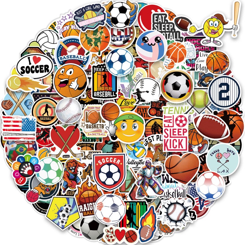 pcnearty 300 Pcs Sport Stickers for Kids, Sport Water Bottle Stickers, Vinyl Waterproof Laptop Sticker for Water Bottle, Bulk Sticker Packs for Boys Kids Classroom Prizes for Elementary Students - Image 1