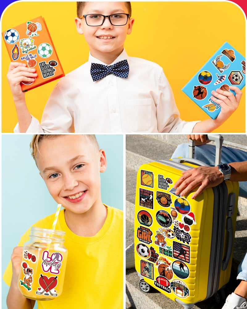pcnearty 300 Pcs Sport Stickers for Kids, Sport Water Bottle Stickers, Vinyl Waterproof Laptop Sticker for Water Bottle, Bulk Sticker Packs for Boys Kids Classroom Prizes for Elementary Students - Image 4