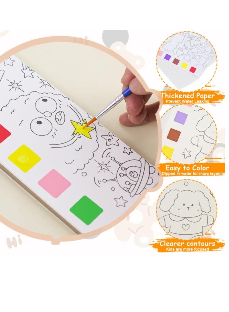 Excefore 6 Pcs Water Coloring Books For Kids, Travel Pocket Watercolor Painting Set For Kids Ages 4-8, Improve Creativity Art Craft Set For Drawing With 6 Brush And 2 Paints, 6 Different Themes - Image 2
