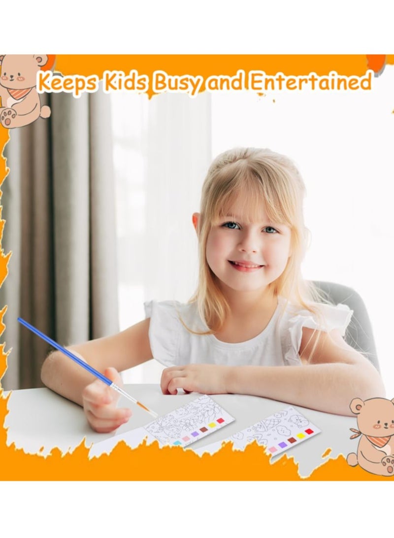 Excefore 6 Pcs Water Coloring Books For Kids, Travel Pocket Watercolor Painting Set For Kids Ages 4-8, Improve Creativity Art Craft Set For Drawing With 6 Brush And 2 Paints, 6 Different Themes - Image 4