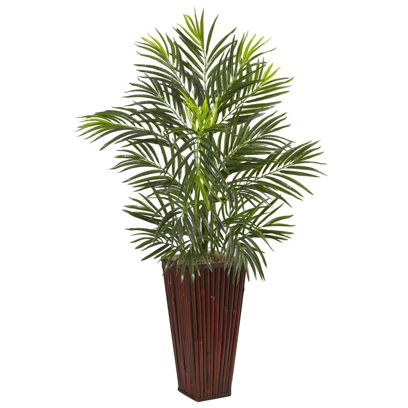 Nearly Natural Nearly Natural Areca Artificial Palm in Bamboo Planter 