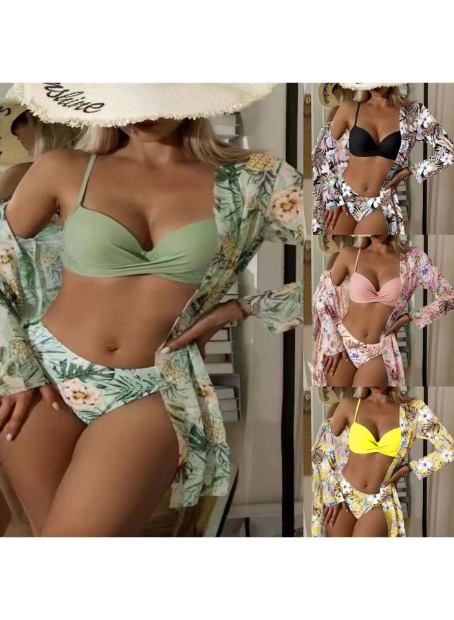 Generic Swimsuit European And American Three-Piece Outer Wear European And American Women's Bikini Split Swimsuit Women's Bikin-Color:Blue-Size:XL  - Image 2