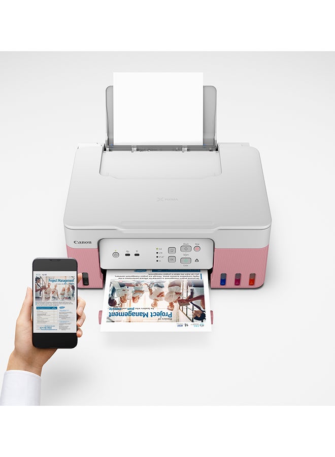 Canon PIXMA G3430 Wireless Colour 3-in-1 Refillable MegaTank Printer, Pink - Image 3