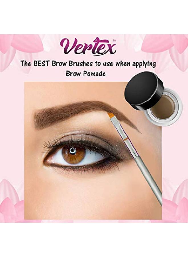 VERTEX Eyebrow Brush Kit Thin Angled Eye Brow Concealer Contour Brush To Shape And Conceal Eyes Duo Spoolie Brushes Firm Bristles Definer For Filling Pomade Gel | Defining Arches Winged Eyeliner Stencil - Image 2