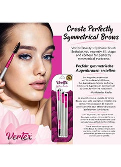 VERTEX Eyebrow Brush Kit Thin Angled Eye Brow Concealer Contour Brush To Shape And Conceal Eyes Duo Spoolie Brushes Firm Bristles Definer For Filling Pomade Gel | Defining Arches Winged Eyeliner Stencil  - Image 3