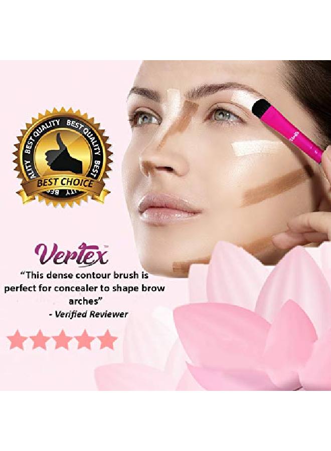 VERTEX Eyebrow Brush Kit Thin Angled Eye Brow Concealer Contour Brush To Shape And Conceal Eyes Duo Spoolie Brushes Firm Bristles Definer For Filling Pomade Gel | Defining Arches Winged Eyeliner Stencil - Image 5