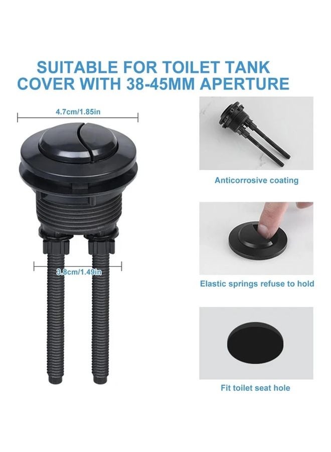 Black Toilet Flush Button Replacement Dual Round Plastic Tight Coupling 3.94x2.36 Inch - Image 3