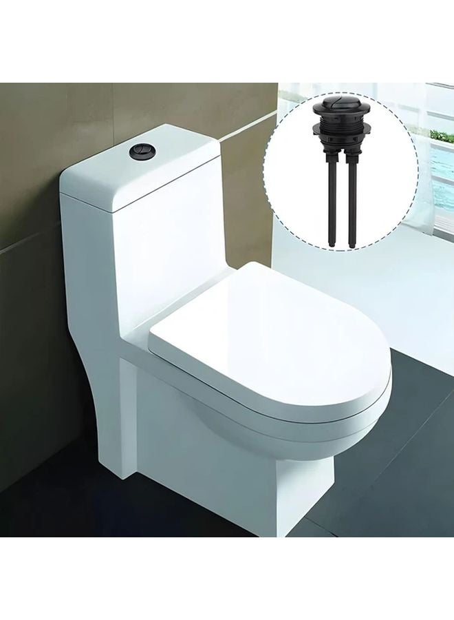 Black Toilet Flush Button Replacement Dual Round Plastic Tight Coupling 3.94x2.36 Inch - Image 4