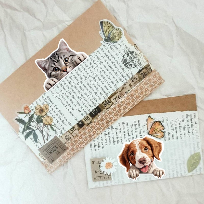 Prstincol Cute Cats and Dogs Stickers 100Pcs, Funny Peeking Dogs and Cats Stickers for Teens and Adults, Realistic Pets Decals Vinyl Stickers for Laptop Water Bottle Scrapbook Phones - Image 4