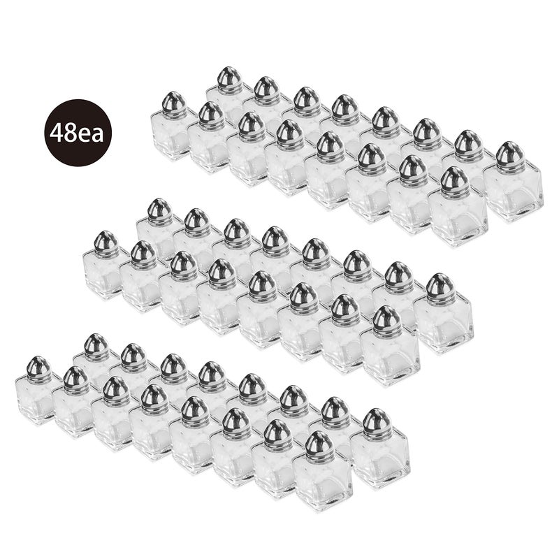 New Star Foodservice 22254 Glass Cube Mini Salt and Pepper Shaker with Stainless Steel Top, 0.5-Ounce, Set of 48 - Image 2