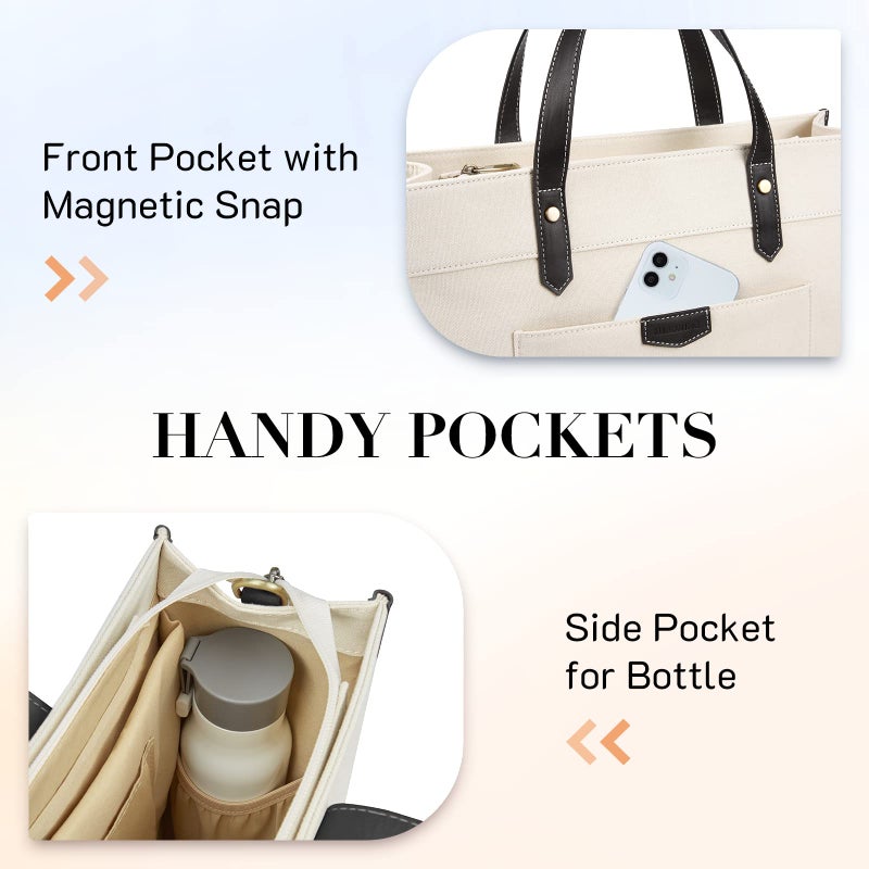 Missnine Laptop Tote Bag Canvas Laptop Bag 15.6 inch Work Shoulder Bags Casual Briefcase Handbag for Travel, Office, College - Image 4
