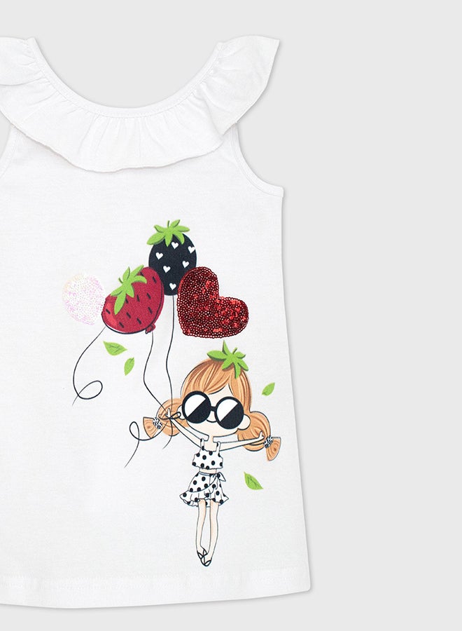 كوكا ملابس أطفال فستان أبيض بلا أكمام للبنات - Image 3