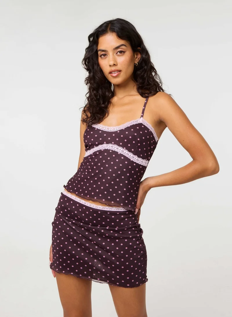 Polka Dot Lace Trim Cami