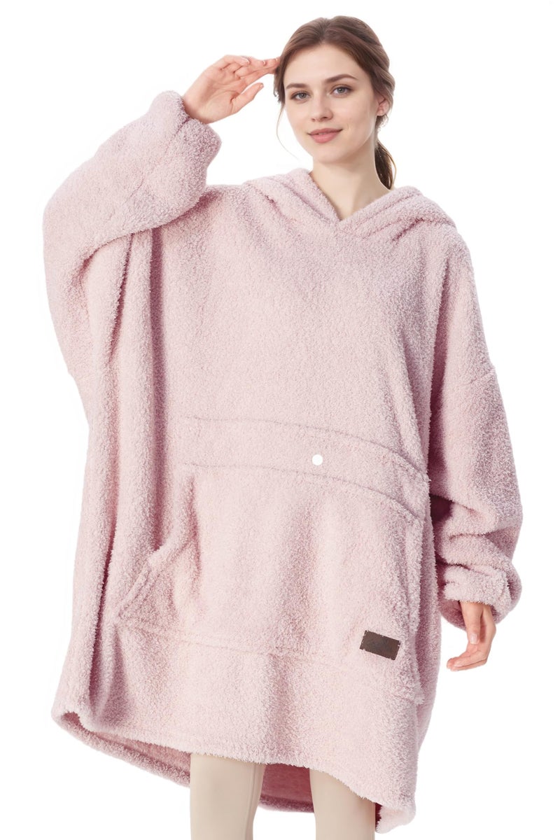 Catalonia Catalonia Oversized Blanket Hoodie Sweatshirt  Wearable Lounging Fleece Pullover  Gift for Adults Women Men Kids Wife Pink  - Image 1