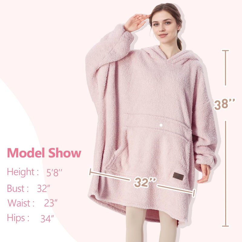 Catalonia Catalonia Oversized Blanket Hoodie Sweatshirt  Wearable Lounging Fleece Pullover  Gift for Adults Women Men Kids Wife Pink  - Image 5