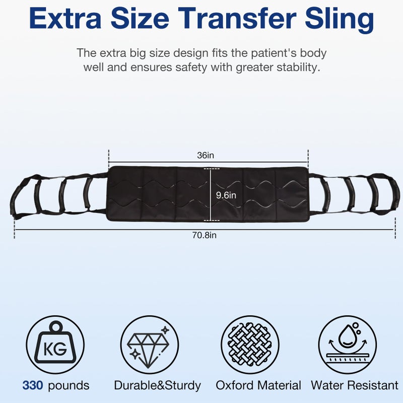Whlicks Gait Belts for Seniors, Transfer Belt for Elderly and Disabled, Transfer Sling Lifting Assist with Handles Anti-Slip Pad Seatbelt, Gate Belts Medical for Home Care Bed Wheelchair Floor 330lbs - Image 2