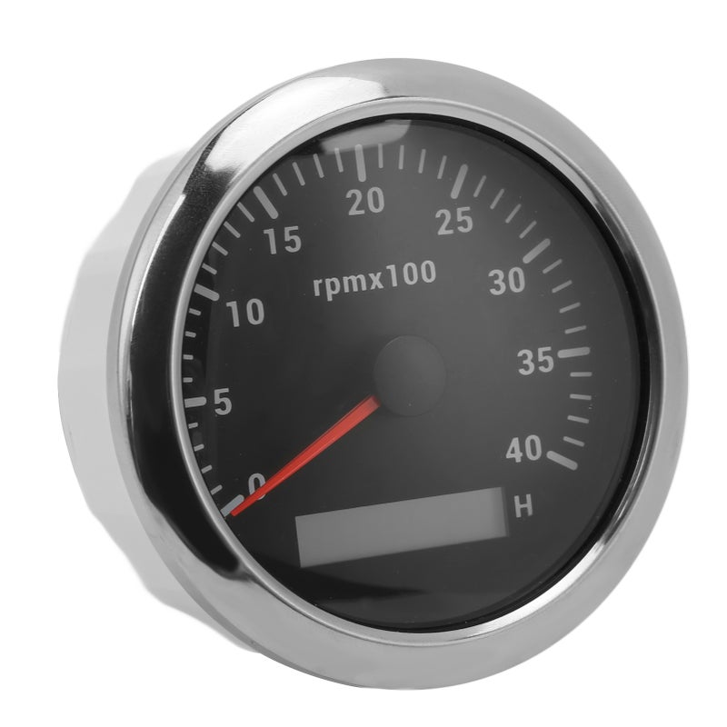 المقياس السرعى 85 مم (4000 دورة في الدقيقة) المقاوم للماء بمعدل IP67 مع إضاءة خلفية 7 ألوان للسيارات والقوارب والمركبات المساحية واليخوت - أسود - Image 2