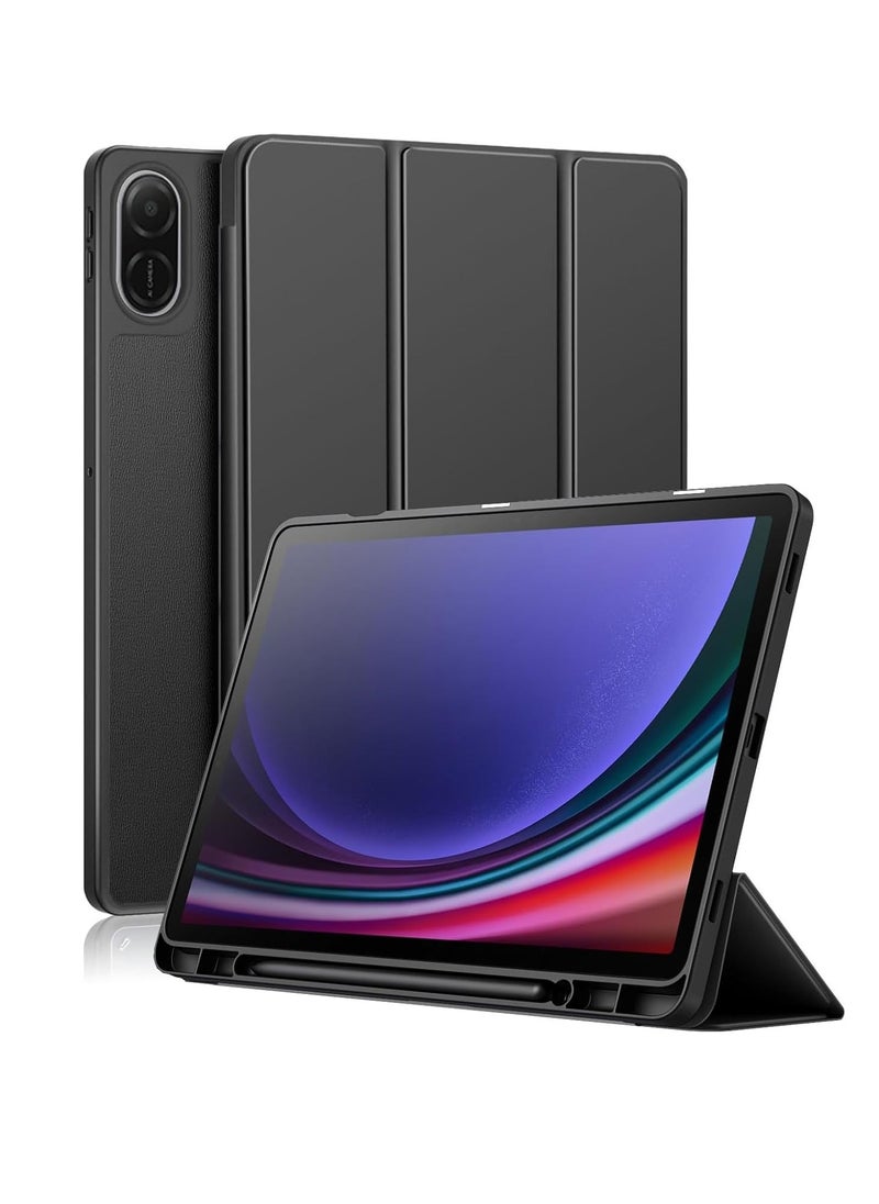 ماركة غير محددة جراب Honor Pad X8a 11 بوصة 2024 اللوحي مع حامل قلم رصاص، غطاء خلفي ناعم من مادة TPU قابل للطي ثلاثي الطي، غطاء ذكي واقي قابل للطي، إيقاظ وسكون تلقائي (أسود)  - Image 1
