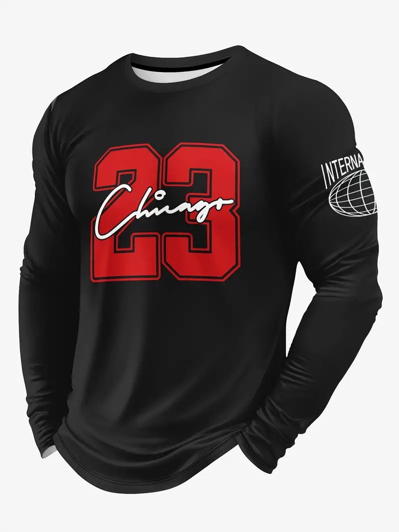 Fashion Personality Long-Sleeved T-Shirt Men'S Casual Handsome Design T-Shirt Me006 - Image 1