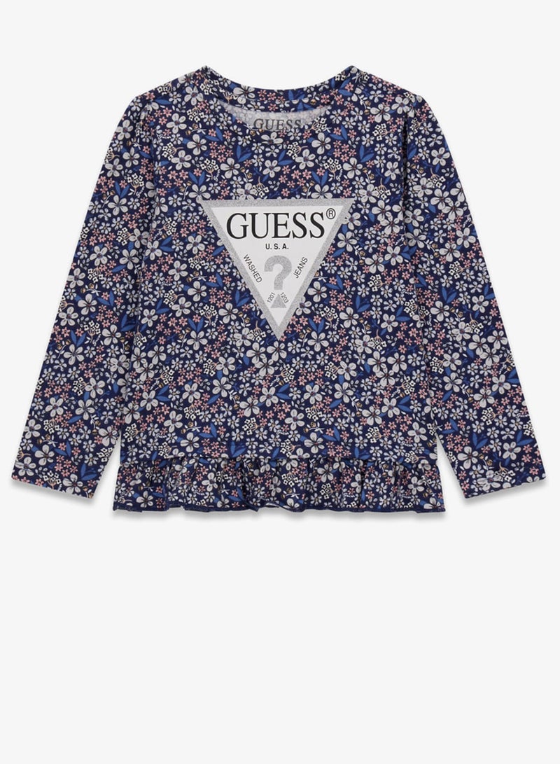 جس تيشيرت للأطفال بياقة دائرية وشعار مطبوع - Image 1