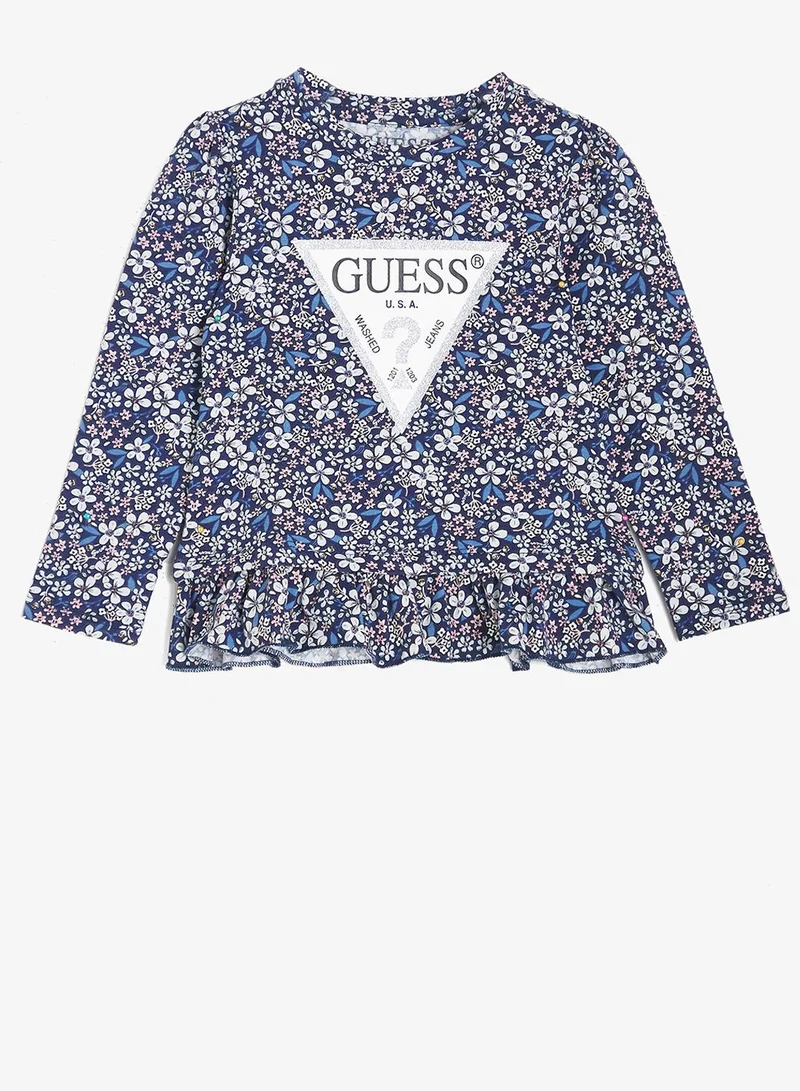 جس تيشيرت للأطفال بياقة دائرية وشعار مطبوع