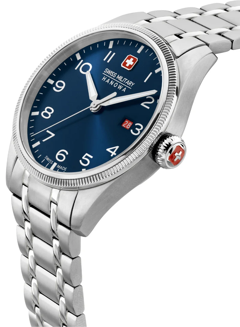 سويس ميليتري هانوا Men's Swiss Military Thunderbolt Watch For Men With Silver Bracelet 43mm 10ATM - SMWGH0000802