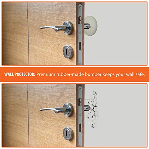 IFAMIO Premium Quality Large 2 Pcs Door Bumper Self Adhesive Sticker Strong Stickiness Wall Protector Guard Door Knob Stopper 3.2 Inches Rubber Round White Silicone Door Handle Bumper Set - Image 3