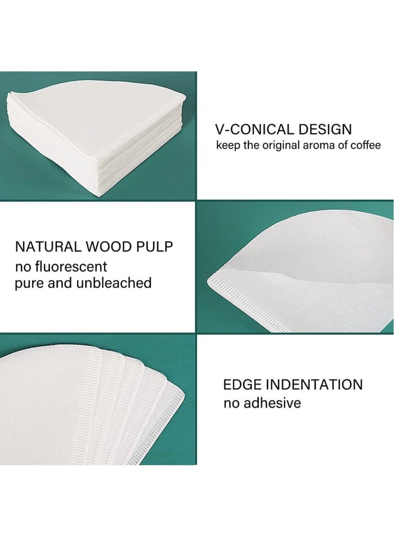 Arabest Conical Coffee Filters, 100pcs 2-4 Cups Conical Natural Paper Coffee Filters, V60 Filter 02 For Pour Over Coffee Drippers & Coffee Makers (White)  - Image 4
