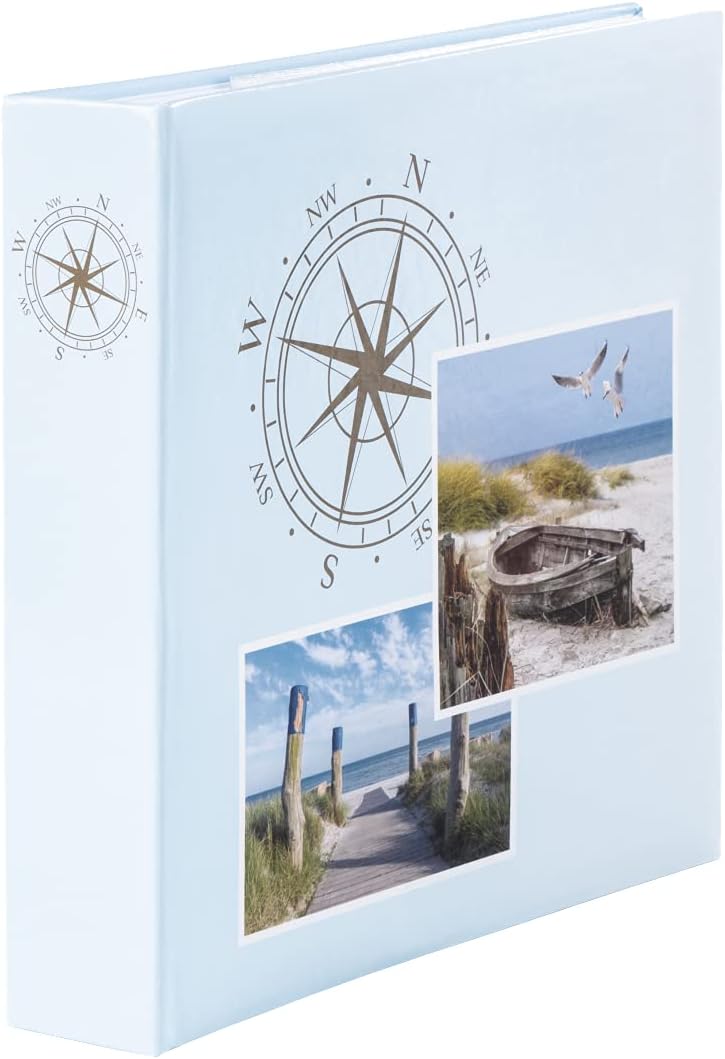 Hama Slip-in Album with Baltic Sea Motif (Photo Album for Inserting 200 Photos in 10 x 15 cm Format 100 Pages, Photo Book for Holiday Photos) Blue - Image 1